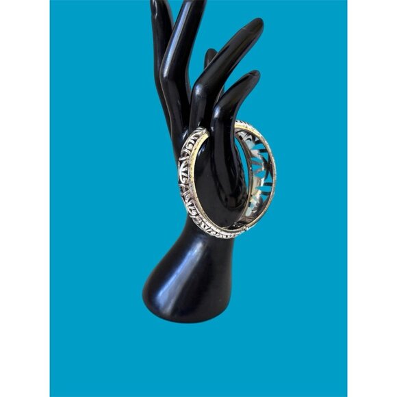 BRIGHTON Silver & Swarovski Hinged Cuff Bangle Bracelet Magnet Clasp - Picture 4 of 4